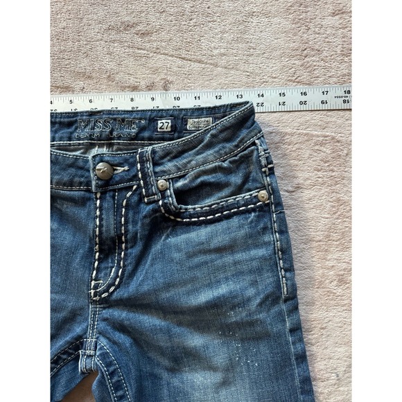 Miss Me Women's Mid Rise Boyfriend Capri Denim Jeans Embroidery Size‎ 27 - Picture 8 of 11